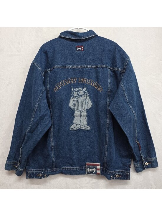 Phat Farm Other - VTG Phat Farm Blue Denim Jacket Mens XXXL Hip Hop Streetwear Bull Embroidery Y2K